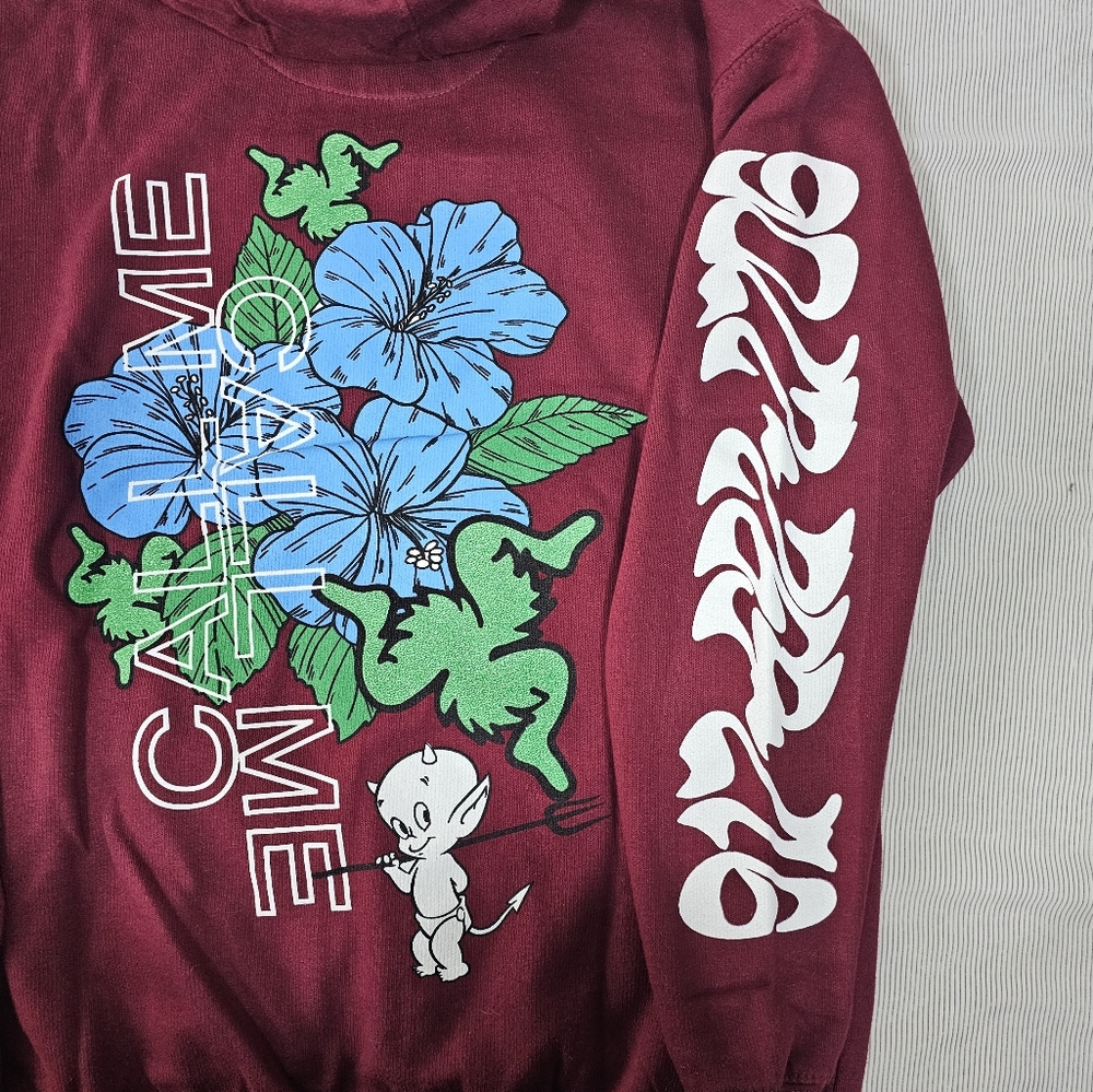 CALL ME 917 DEVIL‎ CALLS HOODY SWEATSHIRT SMALL MAROON - Picture 6 of 7